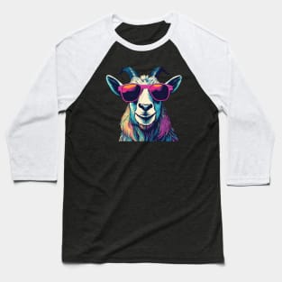 Billy Goat With Sunglasses Colorful Baseball T-Shirt